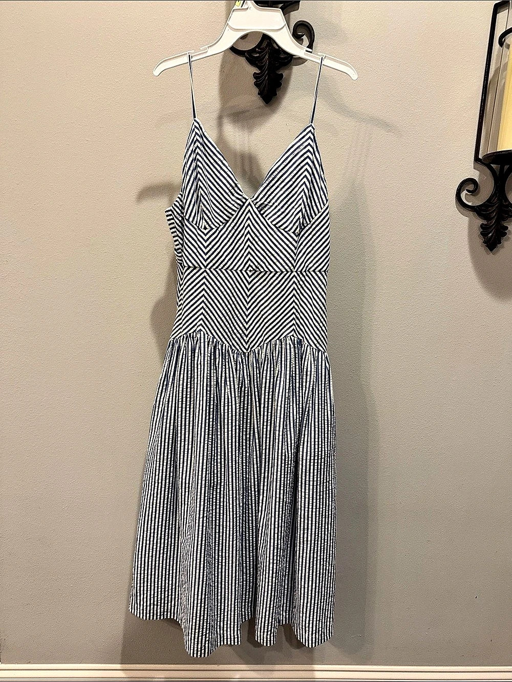 Heyson Women's Geometric Midi Dress in Blue & White